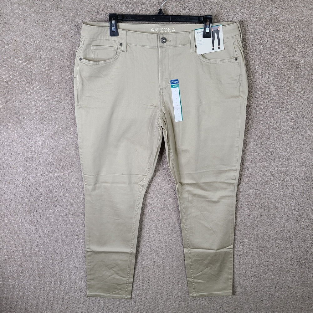 Arizona Jean Co Jeans Juniors 17 Beige Sateen Narrow Leg Slender Fit Stretch NEW
